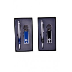 Set Boligrafo + linterna en estuche negro carton