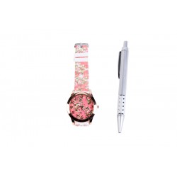 Reloj Floral en caja de regalo + boligrafo