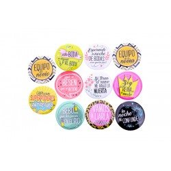 Lote 10 Chapas frases "WEDDING"