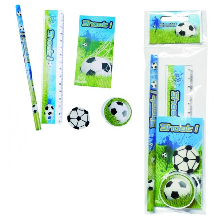 Set 5 piezas papeleria FUTBOL de regalo