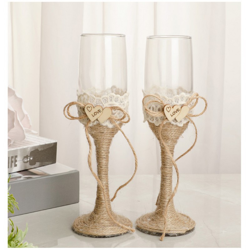 busto auricular Exponer Set 2 Copas Cristal Boda Kraft. Copas para bodas - BODAS - www.regalos-boda .com