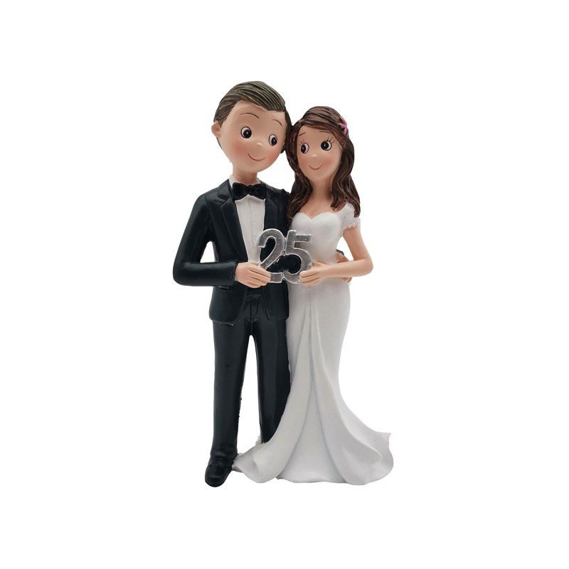 Figura para Tarta Pareja Morenos 25 Aniversario. Figuras para bodas de  plata. - Detalles 25 y 50 Aniversario -  - DICRAF  IMPORT SL B54968151